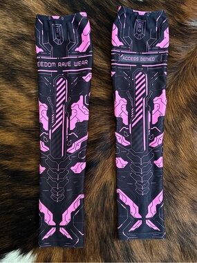 Freedom Rave Wear Pink & Black Cyber Arm Warmers